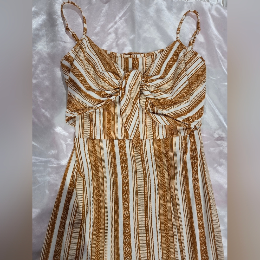 Derek Heart Brown and White Striped Maxi Dress